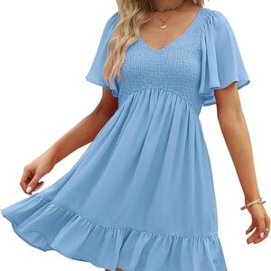 Elegant Sky Blue Mini Dress